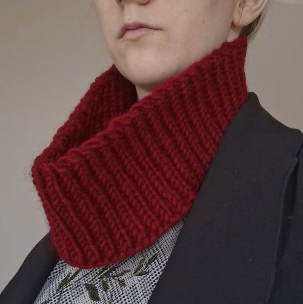 Hand Knit Ribbed Wool Cowl
